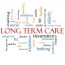 long term care word cloud concept with great terms such as policy, costs, elderly, age and more.